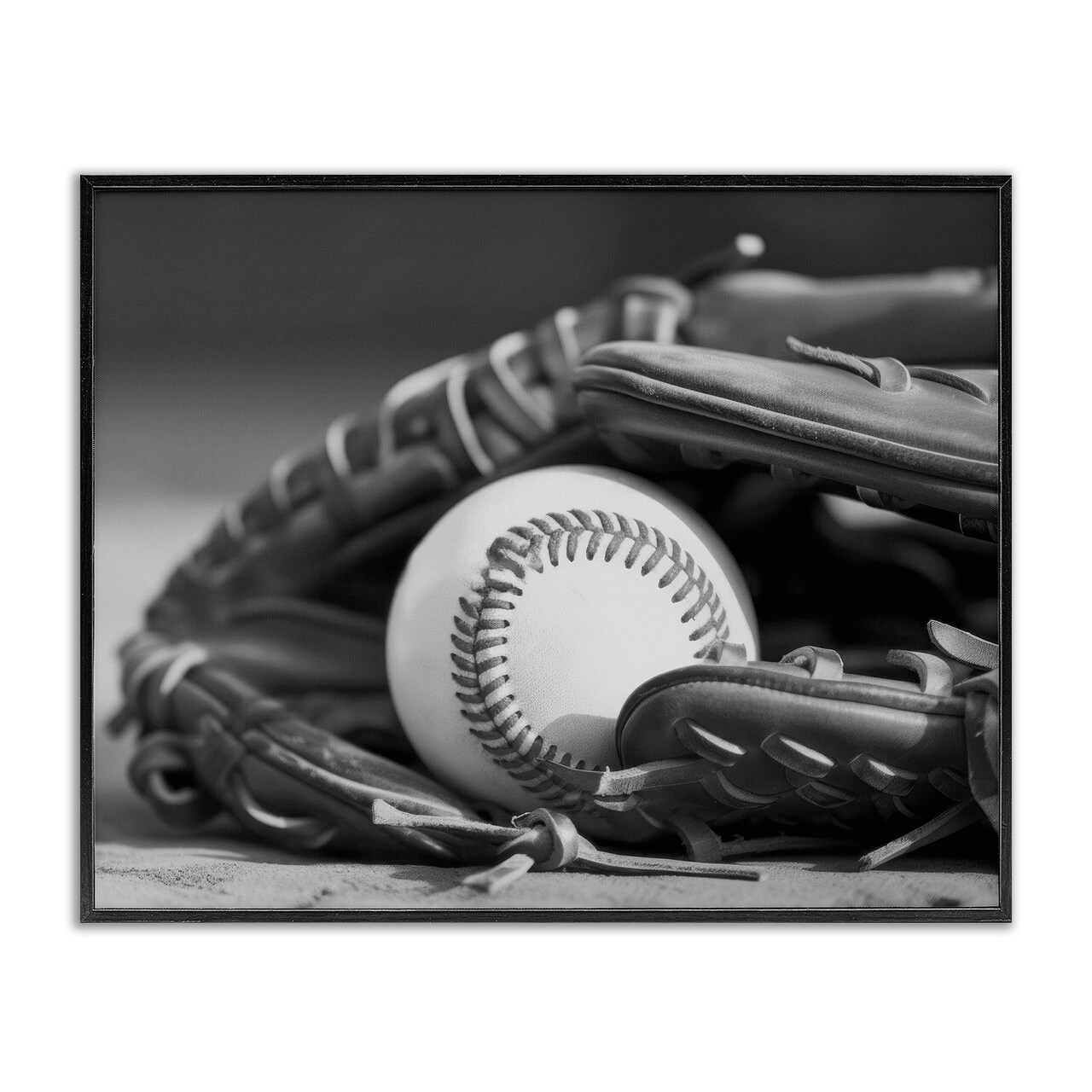 Stupell Industries Baseball Mitt & Ball Framed Giclee Wall Art Design by Daphne Polselli